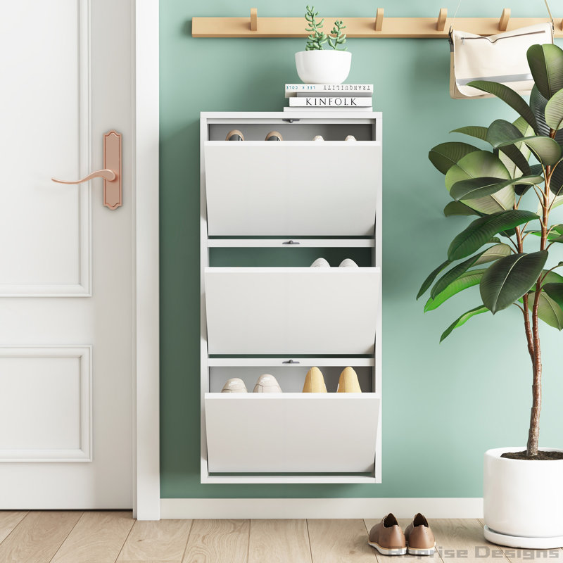 Armoire à chaussures murale polyvalente en métal avec plusieurs tiroirs de rangement