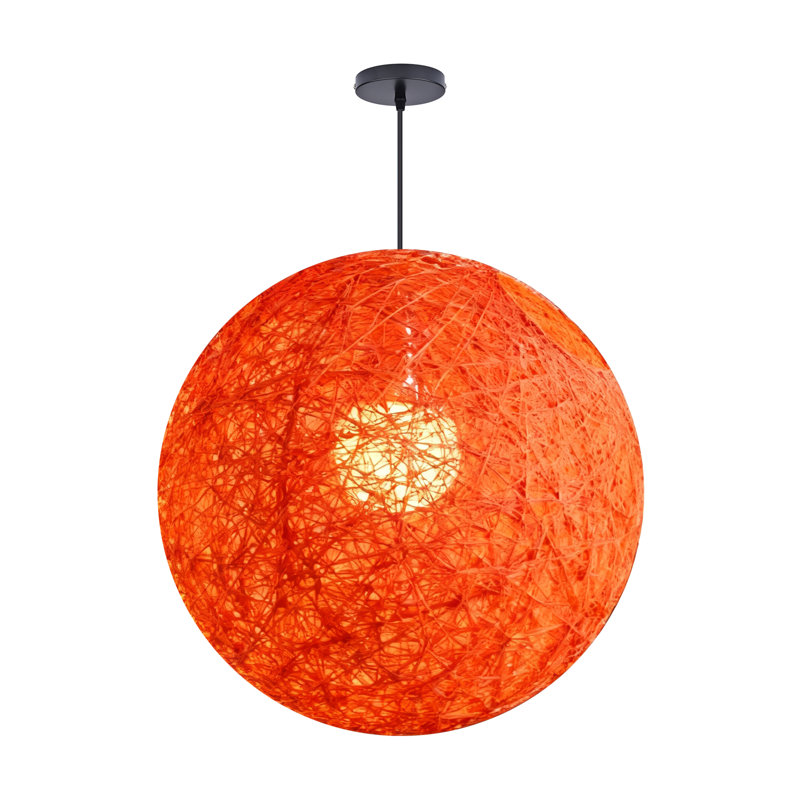 Luminaire suspendu sphère 1 lumière blanc, H 23,62 po x l 23,62 po x P 23,62 po, Orange