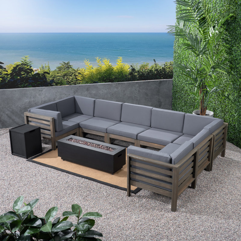 Ensemble de conversation modulaire avec coussins 10 pièces Maxwell, Structure grise / coussin gris foncé