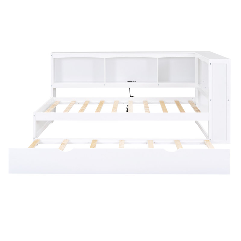 Lit de jour avec armoires de rangement et ports USB