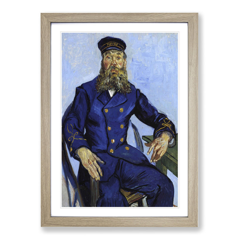 The Postman Joseph Roulin by Vincent Van Gogh - Picture Frame Painting on MDF, Oak Framed, 65cm H x 48cm W x 2cm D