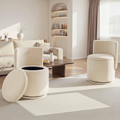 Fauteuil de meuble-lavabo pivotant moderne en velours avec dossier et rangement