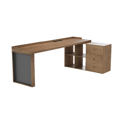 Light brown Rectangular Solid Wood with 3 drawers desk