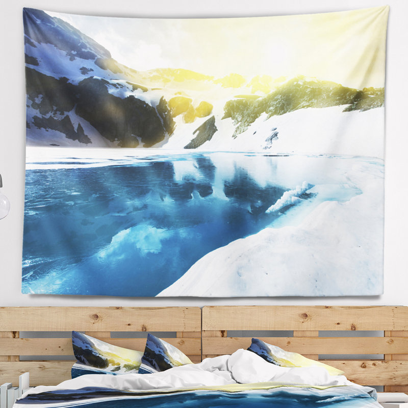Tapisserie de grand lake paysage large blue, H 32 po x l 39 po