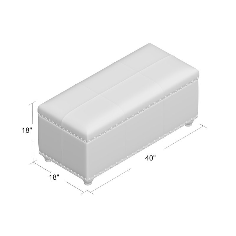 Banc de rangement en similicuir Hannigan, H 18 po x l 40 po x P 18 po