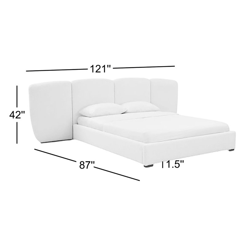 Acadia Queen Bed in Froth White Boucle