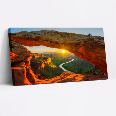 Mesa Arch Sunrise Landscape Canvas Wrapped Wall Art Oil Painting Print Set Of 1