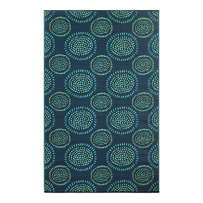 Tapis d'extérieur 8 pi x 10 pi, Molly - noir / turquoise
