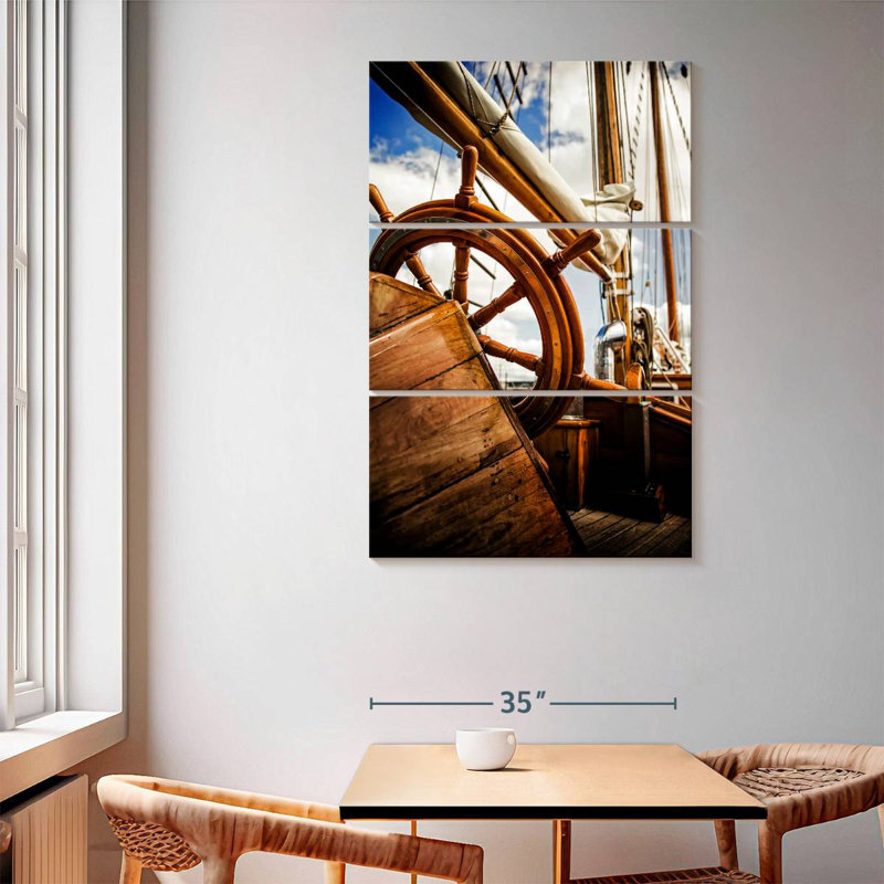 Mehar Wooden Boat Helm, 65'' H x 42'' W
