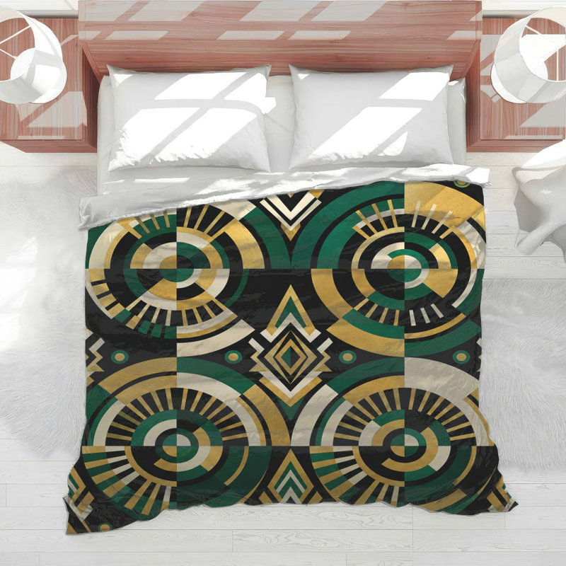 Édredon géométrique à cercles Art Deco, Twin