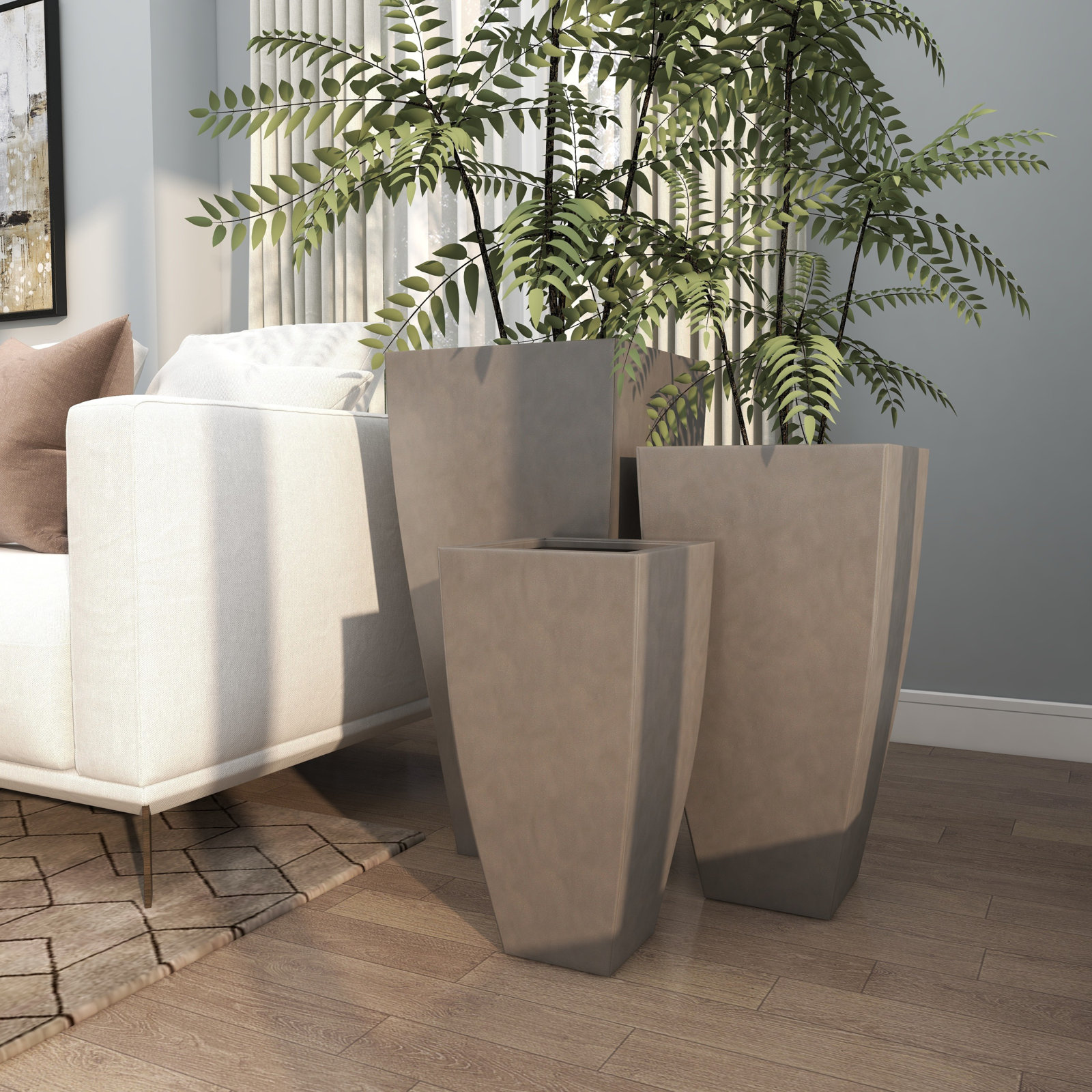 Galerie 15" Pot Planter, Light Gray
