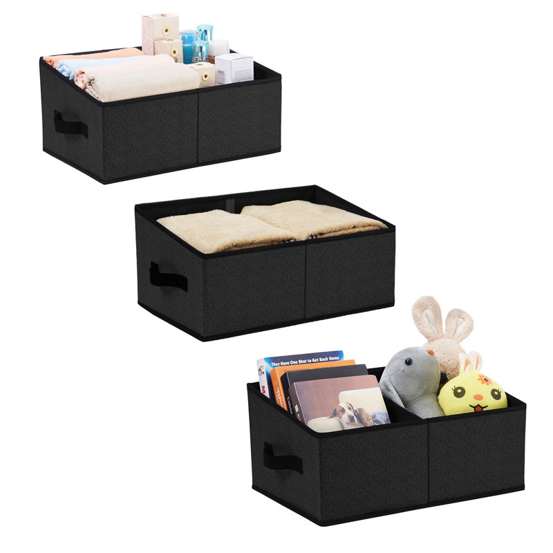 Trapezoid Fabric Storage Bin Set, Black