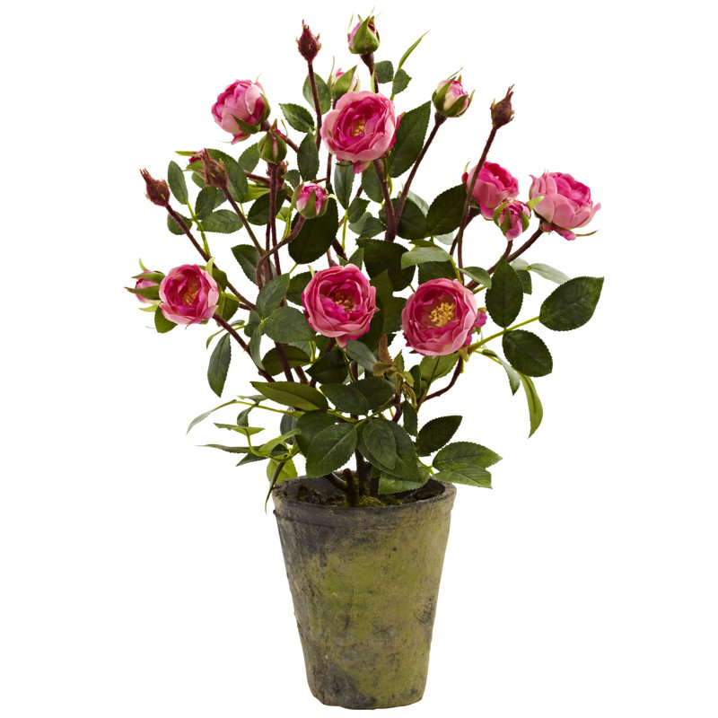 14" Earth Tone Potted Outdoor Rose Garden Arrangement