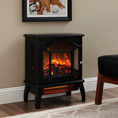 Electric Infrared Quartz Fireplace 18 Inch Stove - 3D Flame Effect, 1500W Heat, 5000 /H, Remote, Portable, Safe, Efficient Heating Easy To Transport
