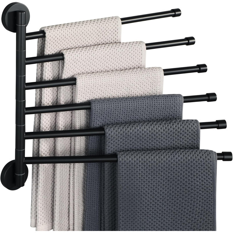 6 Arms Towel Bar, Space Saving Swing Out Towel Rack