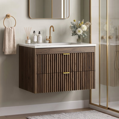 30" Single Sink Freestanding Bathroom Vanity with Beige SMC Top