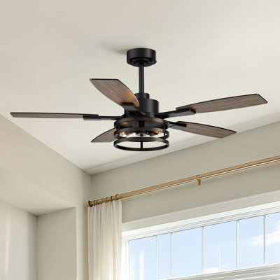 50" Industrial Ceiling Fan With Light For Living Room Bedroom Black/Gold