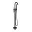 Robinet de baignoire à fixation au sol, robinet autoportant pour robinet de baignoire, robinets de douche à haut débit, mélangeur de douche pivotant avec douchette à main, débit maximal de 7,4 gal / min, noir mat