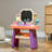 Qaba Kids Vanity Set, Toddler Makeup Table With Faucet, Mirror, LED Light, Music, 23 Accessories, Pretend Play Set For Girls 3-6 Years