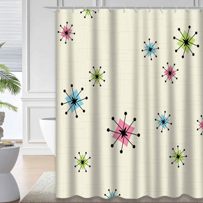Rideau de douche imperméable rétro rétro avec 12 crochets