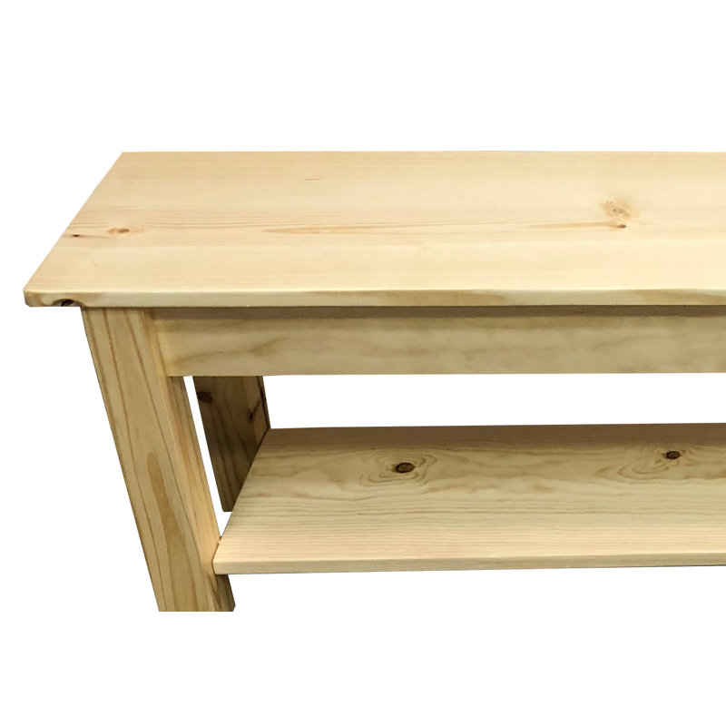 Banc de rangement en bois massif Lothair, H 17 po x l 66 po x P 12 po, Naturel