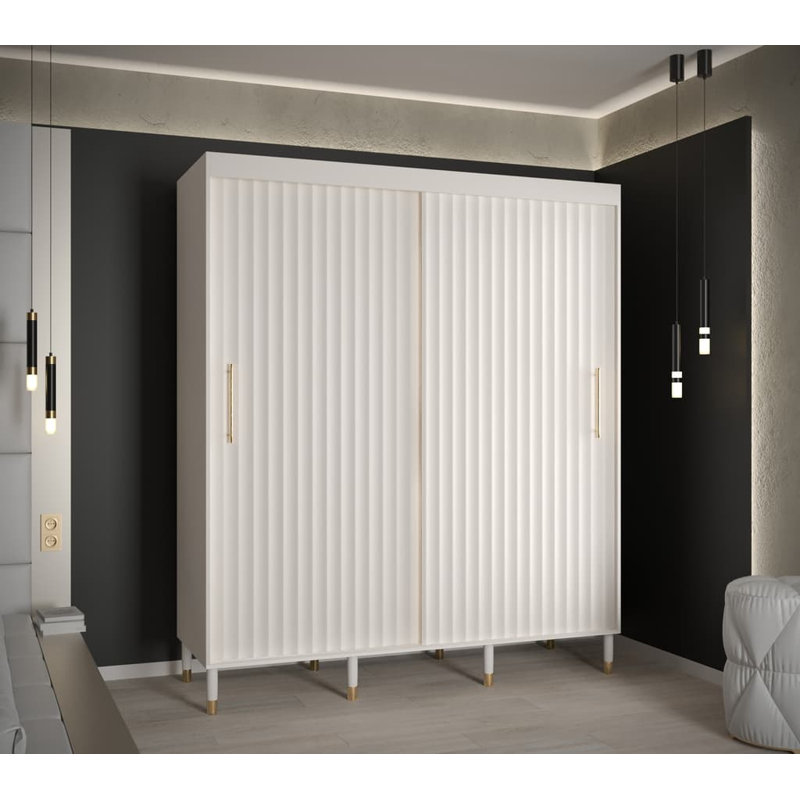 Arvetta 2 Door Manufactured Wood Wardrobe, Matte White