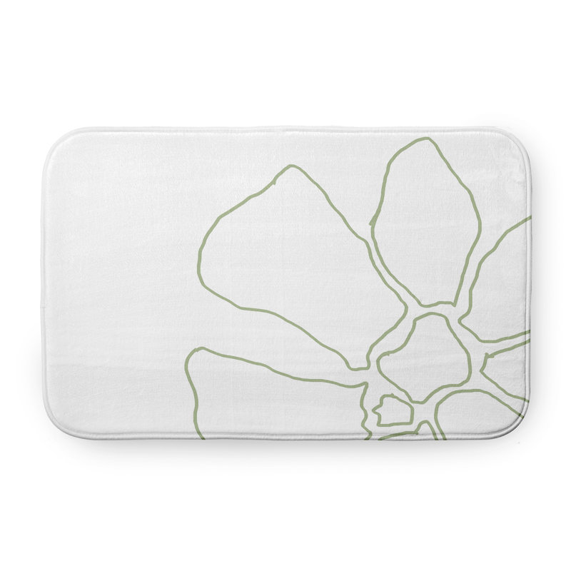 Tapis de bain Petal Lines, L 17 po x L 24 po, Vert