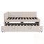 Lit de jour en L pleine grandeur avec lit gigogne escamotable, ports USB et support de dossier, beige