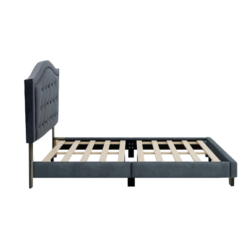Lit plateforme tapissier Ahuva, Anthracite, Complète