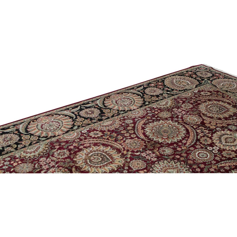 Tapis oriental oriental en laine noué à la main de 8 pi 9 po x 11 pi 9 po vin / vert foncé / ivoire / beige
