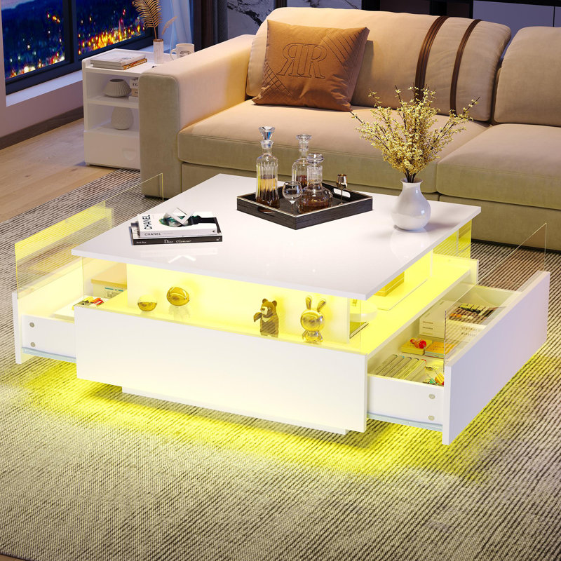 Deakyn Coffee Table with Storage, White