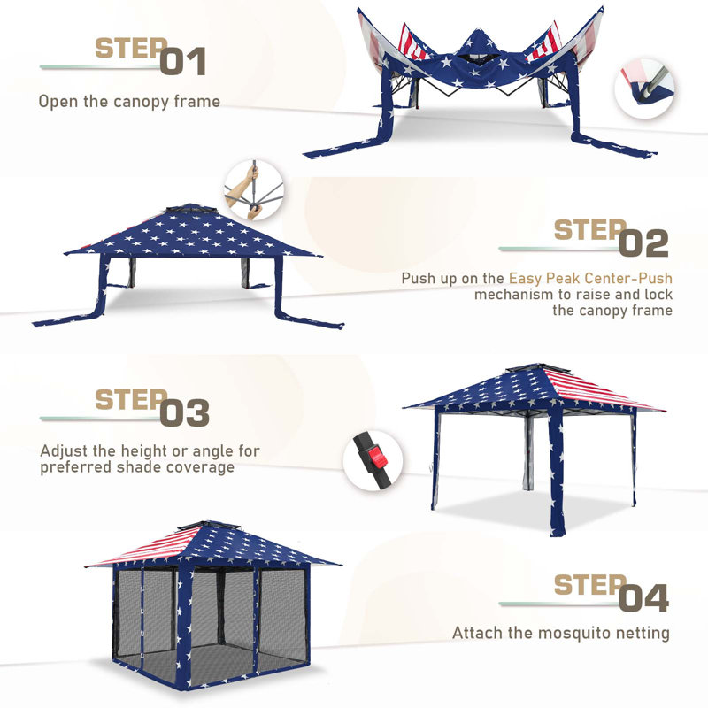 13 ft Brown Steel Patio Gazebo with Clear Roof