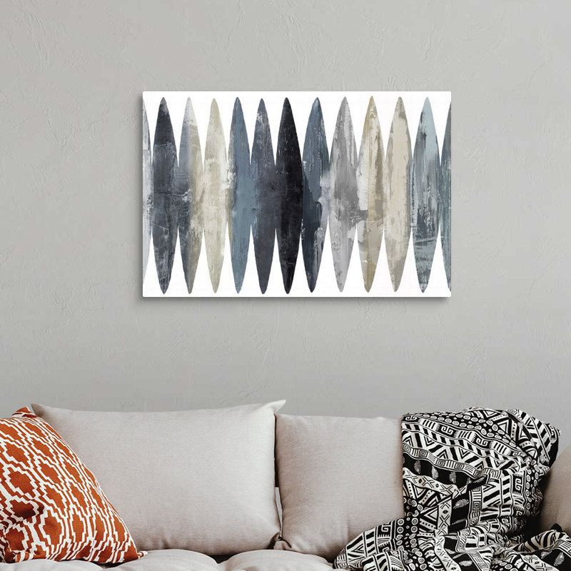 "Abstract Surfboard Gray" par David Moore - reproduction d'art sur toile, Toile tendue, H 24 po x l 36 po, No Frame