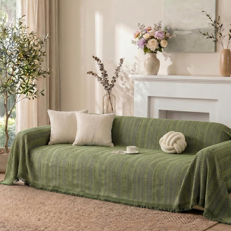 Throw Blanket, Green Striped