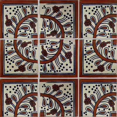 Carreau mexicain de coin Talavera de 4,2 po x 4,2 po 9 pièces TalaMex