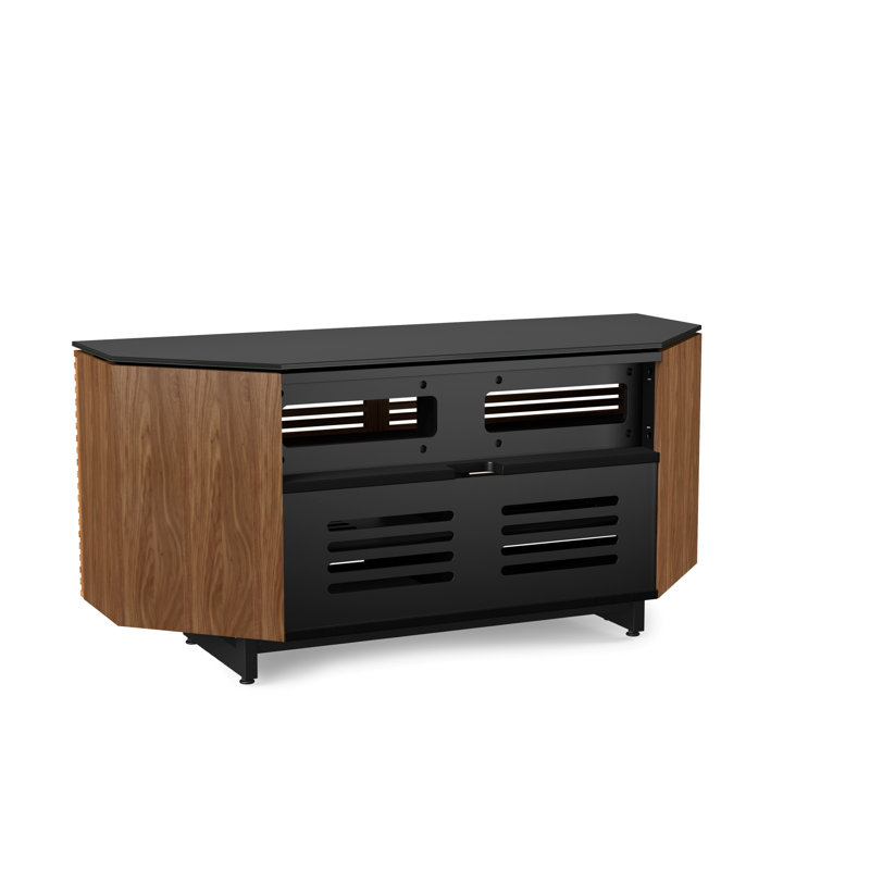 Corridor Corner TV Stand for TVs up to 58", Natural Walnut
