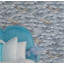Papier peint bleu avec vagues et baleines