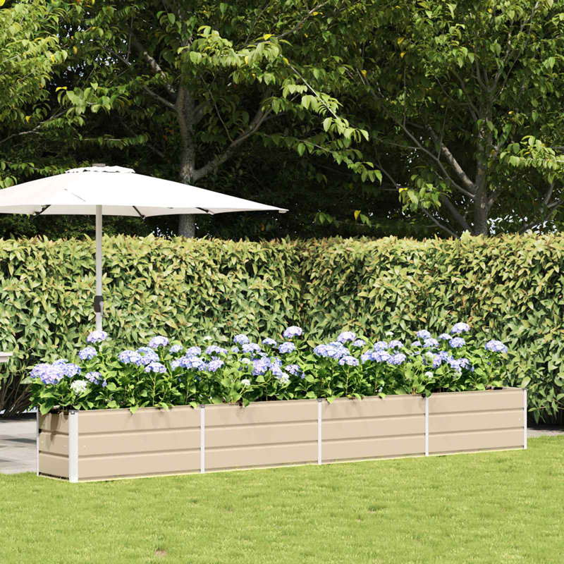 Planter Galvanised Steel, 45cm H x 385cm W x 50cm D, Ivory