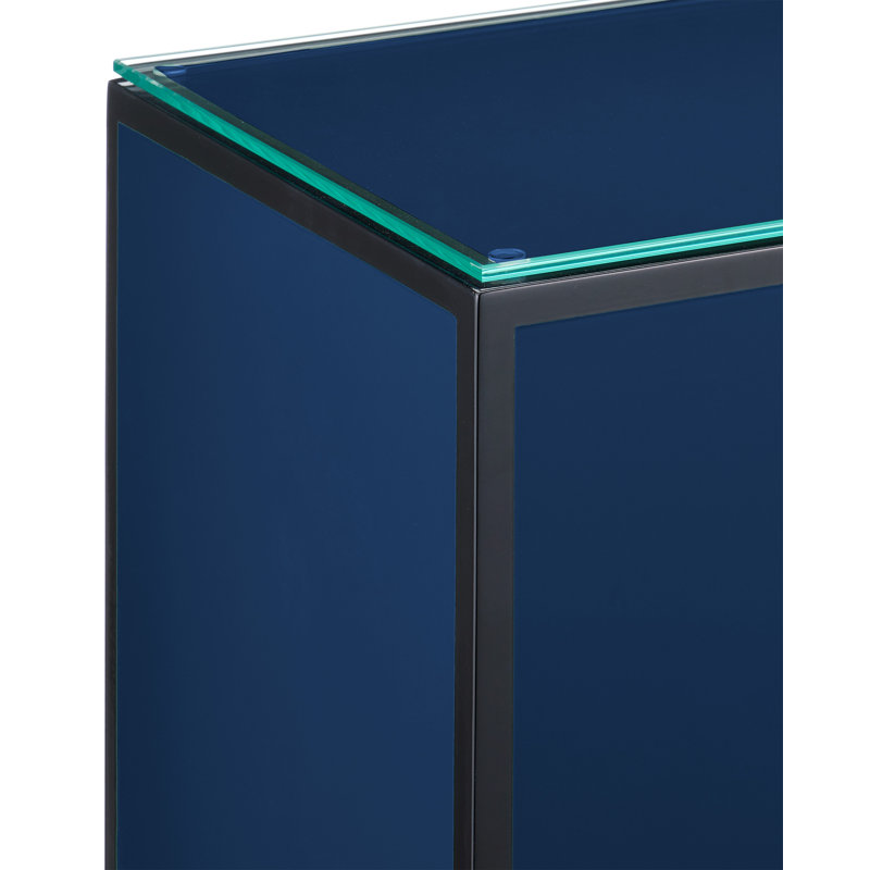 Lacquer Glass End Table, Navy/Black
