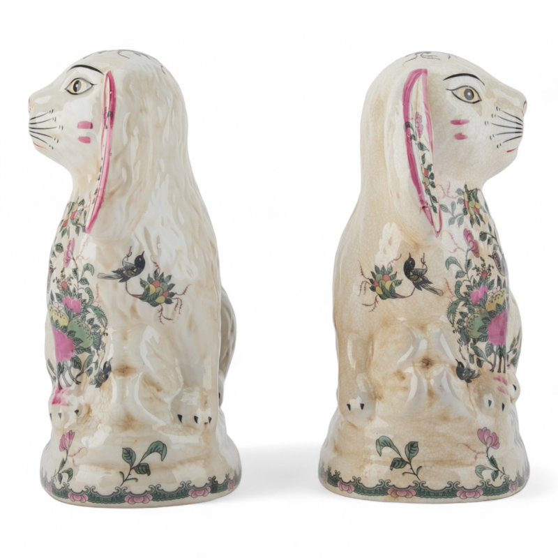 Porcelain Bunny Figurines Pair
