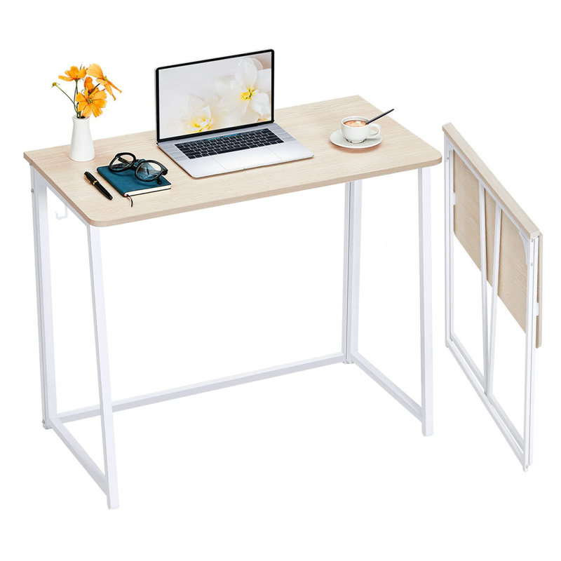 Folding Desk, Small Foldable Desk 31.5" for Small Spaces, Space Saving Computer Table Writing Workstation for Home Office, Easy Assembly