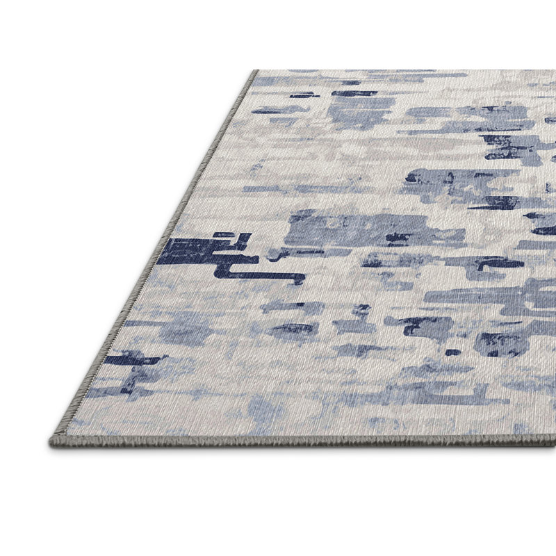 Machine Washable Gray Area Rug, Square 6'