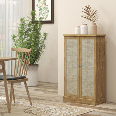 41" Kitchen Pantry Storage Cabinet, Freestanding Kitchen Cabinet With 12 Door Shelves, Double Doors, 5-Tier Shelving And Adjustable Shelves, Natural by Highland Dunes