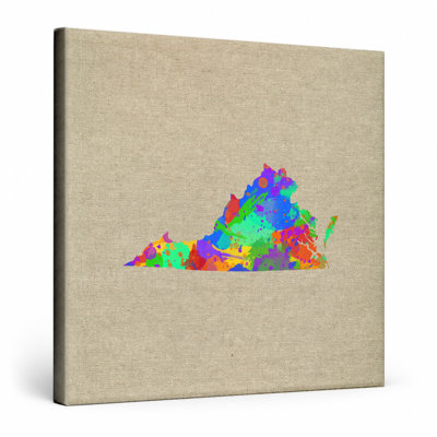 Virginia State Watercolor Map — Square Canvas Wall Art