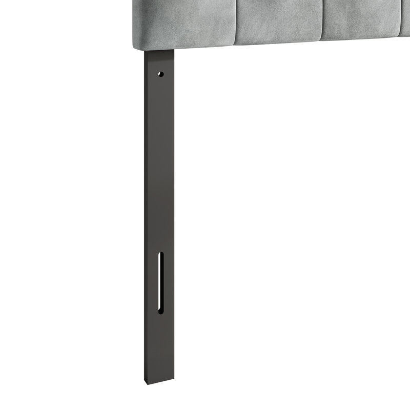 Dvante Upholstered Velvet Panel Headboard, King, Silver Gray