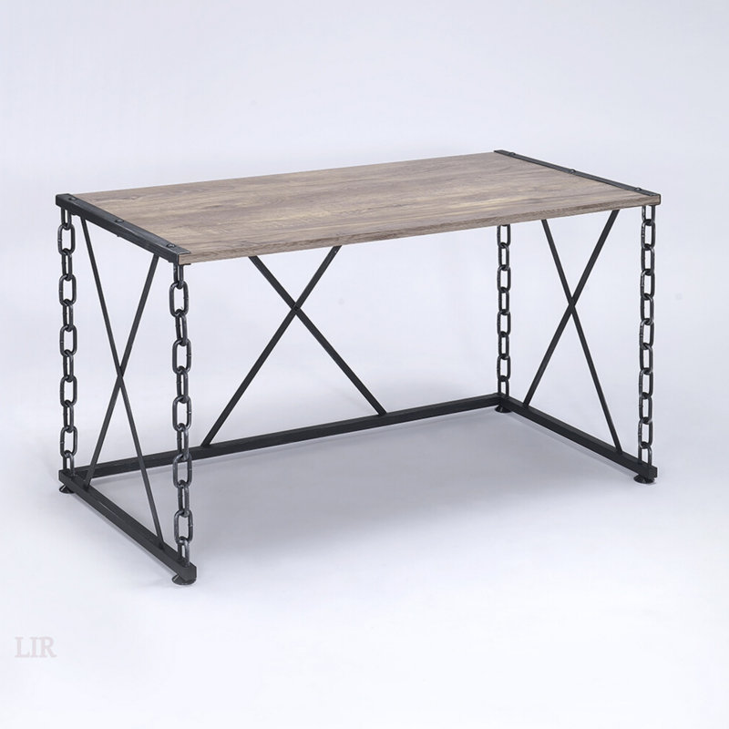 Bureau rustique en chêne rustique et noir antique avec cadre en métal industriel pour bureau à domicile moderne