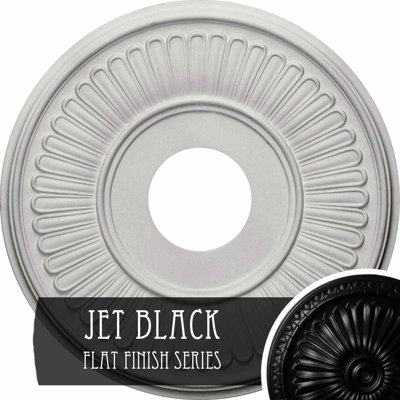 Endurathane Berkshire Ceiling Medallion, 15 3/4"OD x 3 7/8"ID x 3/4"P (Fits Canopies up to 7"), Hand-Painted Jet Black Finish