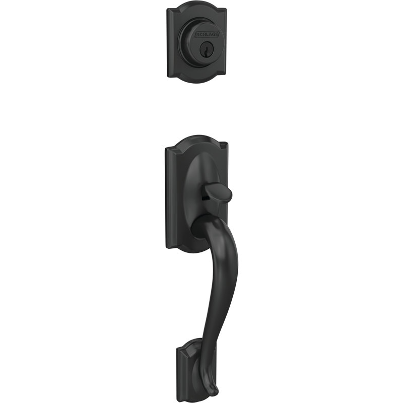 Camelot Exterior Portion Handleset with Single Cylinder Deadbolt Deadbolt