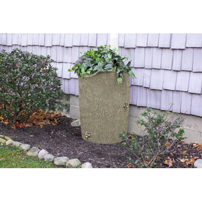 Good Ideas 50 Gallons Plastic Drainable Dual Overflow Planter Rain Barrel