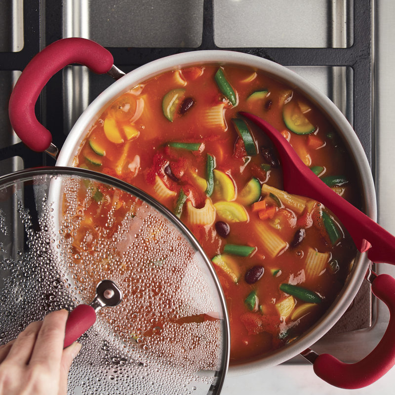 Red Shimmer Aluminum Nonstick 6-Quart Stockpot with Glass Lid